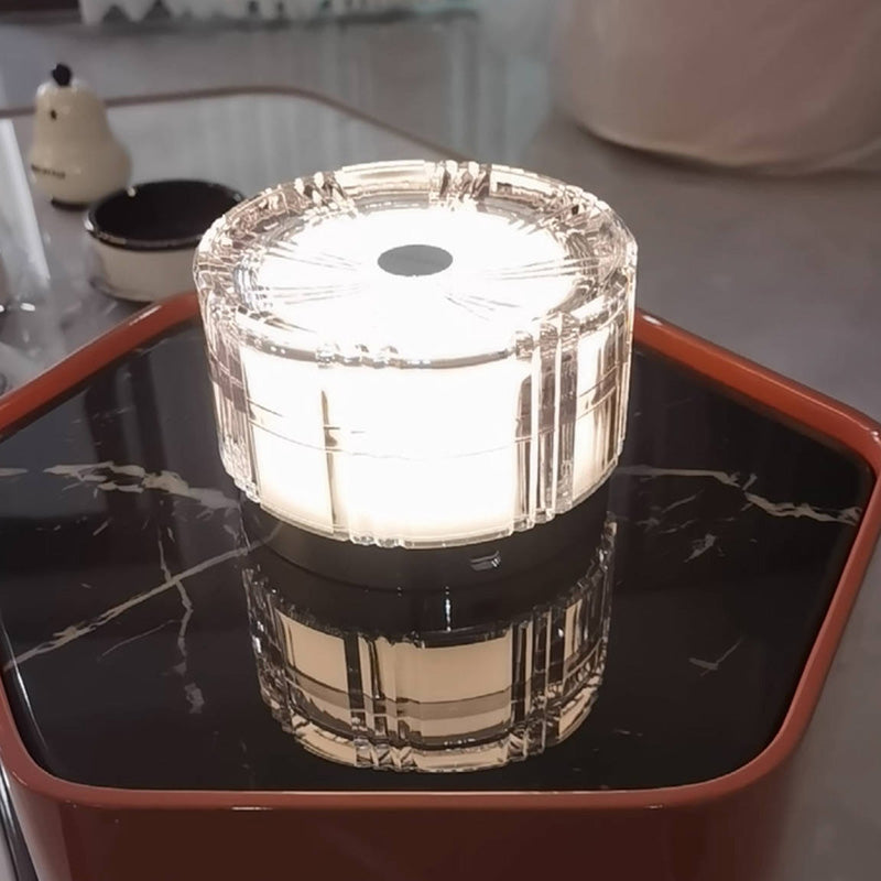 Modern Luxury Round Acrylic Aluminum Alloy LED Electroplated Table Lamp For Bedroom