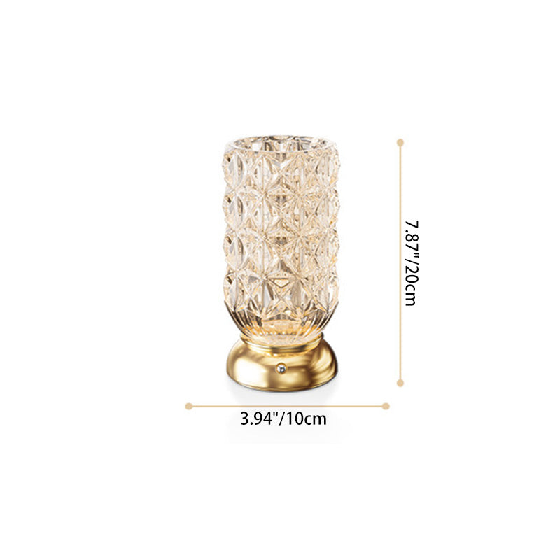 Modern Luxury Round Glass Aluminum Alloy Hollow-Core Design LED Table Lamp Set For Bedroom