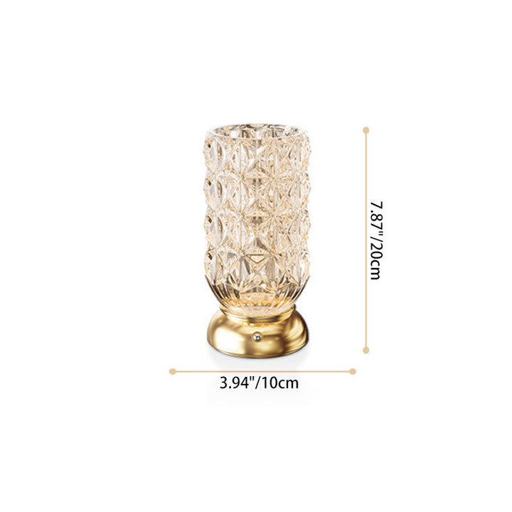 Modern Luxury Round Glass Aluminum Alloy Hollow-Core Design LED Table Lamp Set For Bedroom