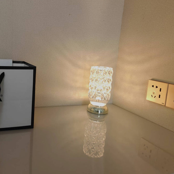 Modern Luxury Round Glass Aluminum Alloy Hollow-Core Design LED Table Lamp Set For Bedroom