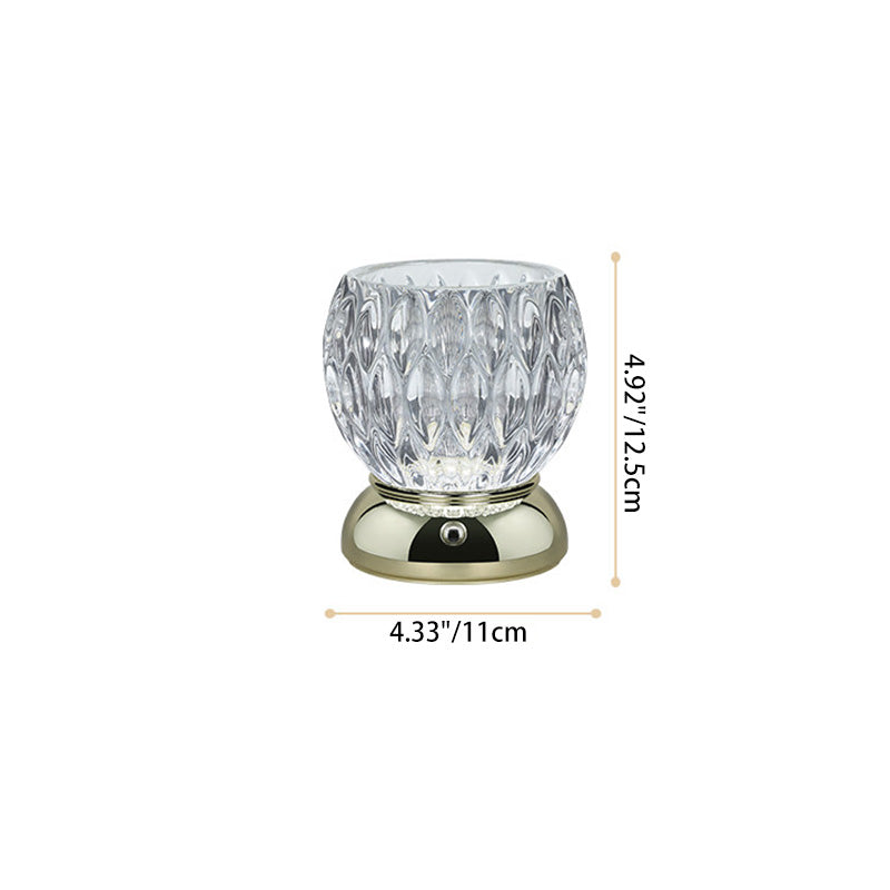 Modern Luxury Round Glass Aluminum Alloy Hollow-Core Design LED Table Lamp Set For Bedroom