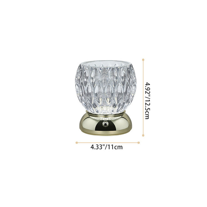 Modern Luxury Round Glass Aluminum Alloy Hollow-Core Design LED Table Lamp Set For Bedroom