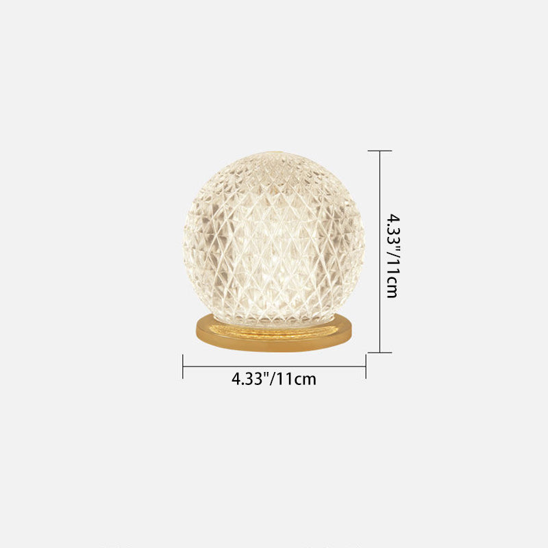 Modern Luxury Round Acrylic Aluminum Alloy Spherical LED Table Lamp For Bedroom