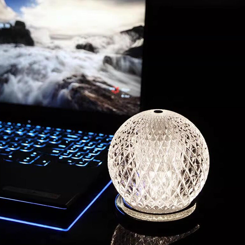 Modern Luxury Round Acrylic Aluminum Alloy Spherical LED Table Lamp For Bedroom
