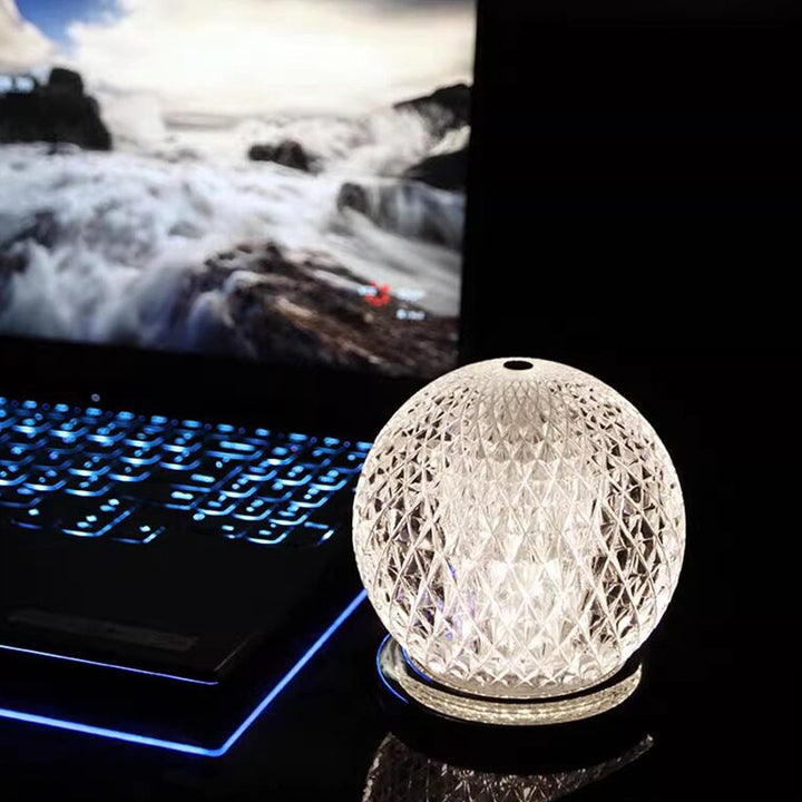 Modern Luxury Round Acrylic Aluminum Alloy Spherical LED Table Lamp For Bedroom