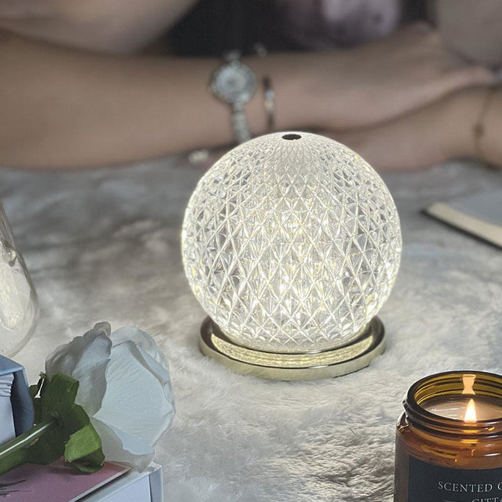 Modern Luxury Round Acrylic Aluminum Alloy Spherical LED Table Lamp For Bedroom