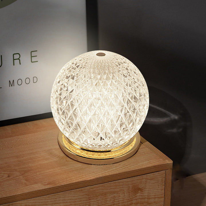 Modern Luxury Round Acrylic Aluminum Alloy Spherical LED Table Lamp For Bedroom