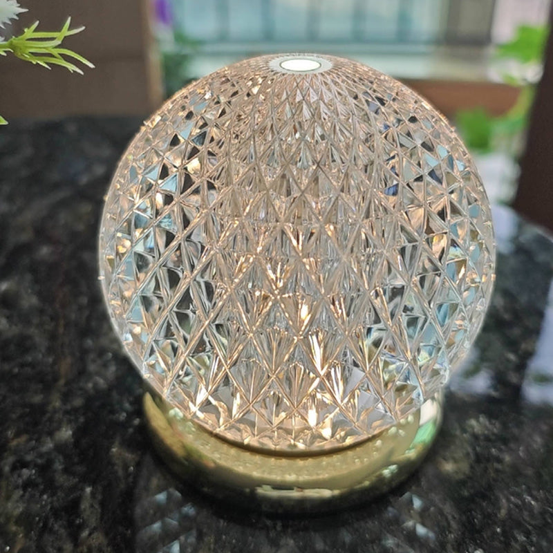 Modern Luxury Round Acrylic Aluminum Alloy Spherical LED Table Lamp For Bedroom