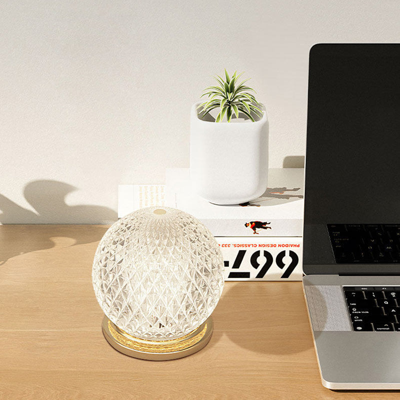 Modern Luxury Round Acrylic Aluminum Alloy Spherical LED Table Lamp For Bedroom