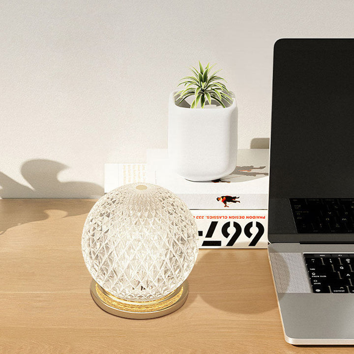 Modern Luxury Round Acrylic Aluminum Alloy Spherical LED Table Lamp For Bedroom
