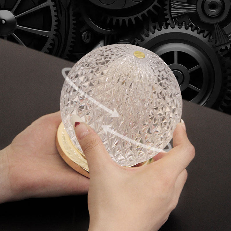 Modern Luxury Round Acrylic Aluminum Alloy Spherical LED Table Lamp For Bedroom