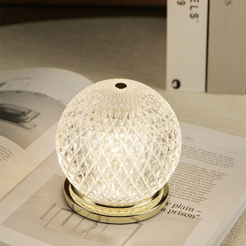 Modern Luxury Round Acrylic Aluminum Alloy Spherical LED Table Lamp For Bedroom