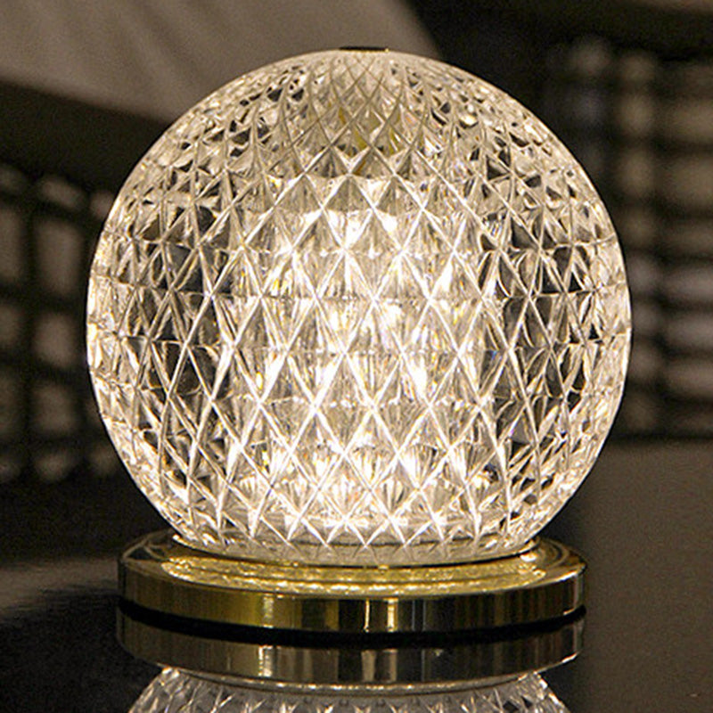 Modern Luxury Round Acrylic Aluminum Alloy Spherical LED Table Lamp For Bedroom