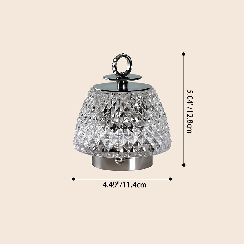 Modern Luxury Round Glass Aluminum Alloy Transparent LED Table Lamp For Bedroom
