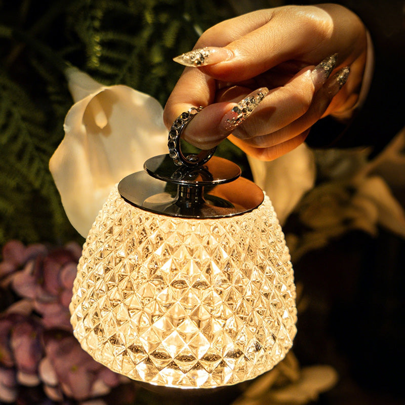 Modern Luxury Round Glass Aluminum Alloy Transparent LED Table Lamp For Bedroom