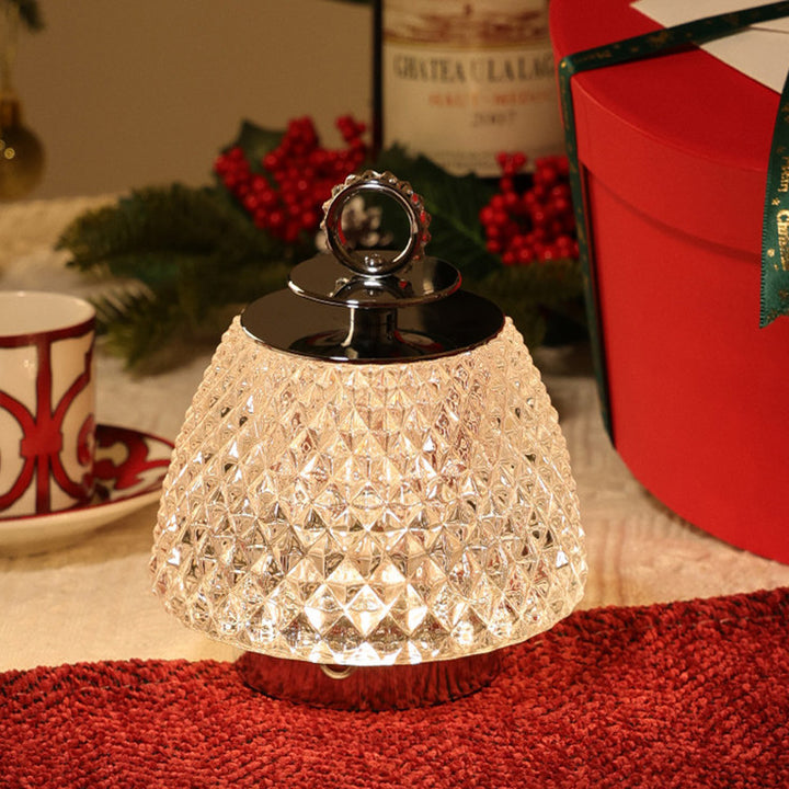 Modern Luxury Round Glass Aluminum Alloy Transparent LED Table Lamp For Bedroom