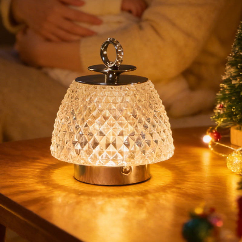 Modern Luxury Round Glass Aluminum Alloy Transparent LED Table Lamp For Bedroom