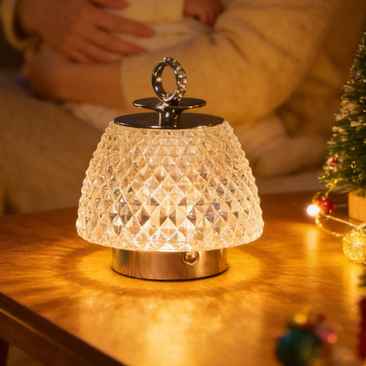 Modern Luxury Round Glass Aluminum Alloy Transparent LED Table Lamp For Bedroom