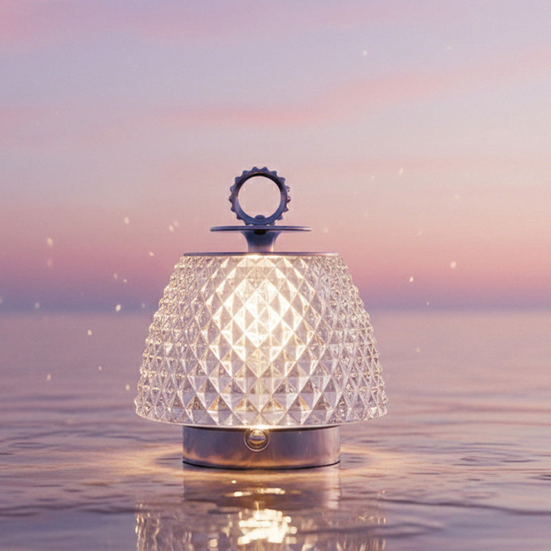 Modern Luxury Round Glass Aluminum Alloy Transparent LED Table Lamp For Bedroom