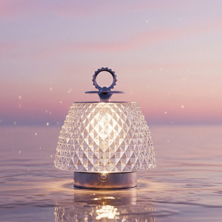 Modern Luxury Round Glass Aluminum Alloy Transparent LED Table Lamp For Bedroom