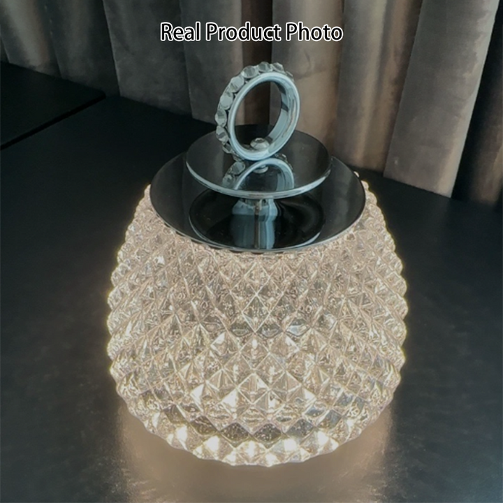Modern Luxury Round Glass Aluminum Alloy Transparent LED Table Lamp For Bedroom