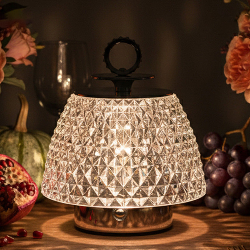 Modern Luxury Round Glass Aluminum Alloy Transparent LED Table Lamp For Bedroom