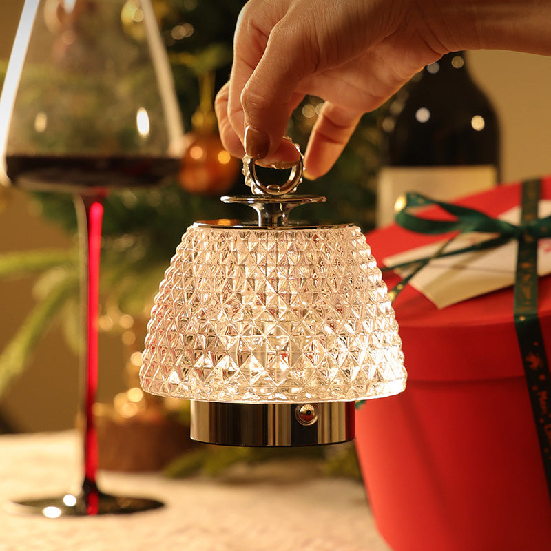 Modern Luxury Round Glass Aluminum Alloy Transparent LED Table Lamp For Bedroom