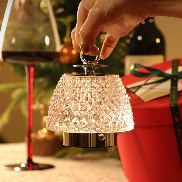Modern Luxury Round Glass Aluminum Alloy Transparent LED Table Lamp For Bedroom