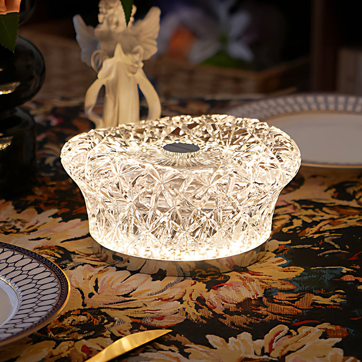 Modern Luxury Round Acrylic Aluminum Alloy Infinitely Dimmable LED Table Lamp For Bedroom