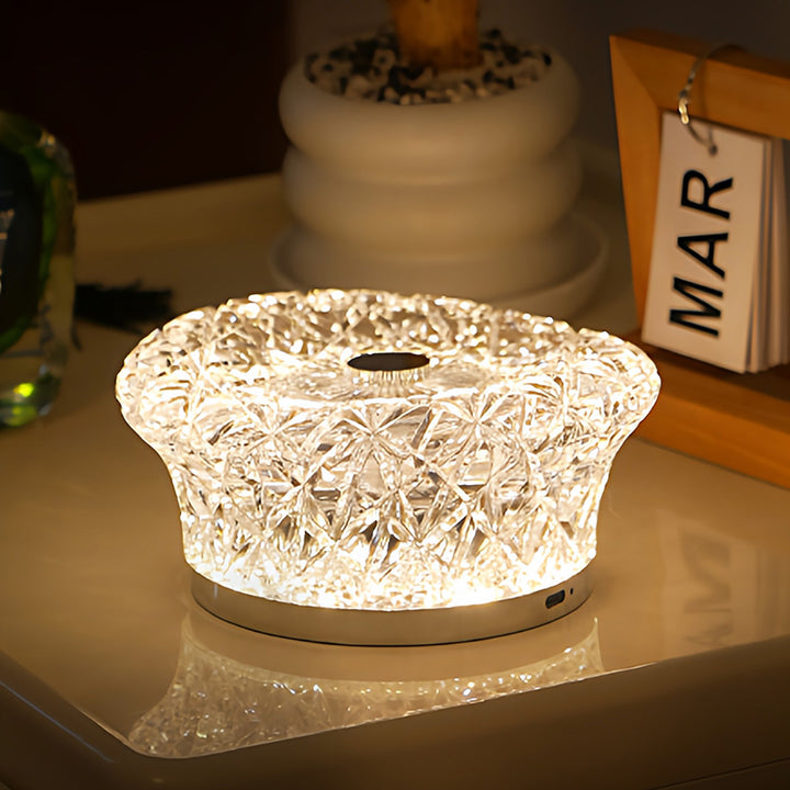 Modern Luxury Round Acrylic Aluminum Alloy Infinitely Dimmable LED Table Lamp For Bedroom