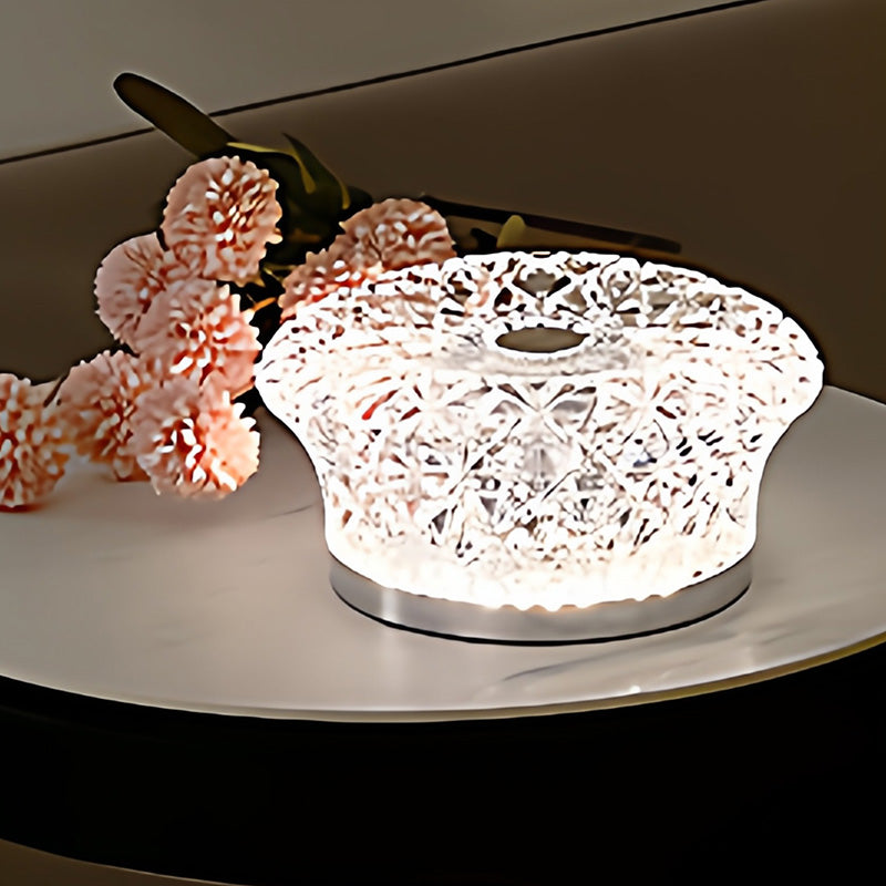 Modern Luxury Round Acrylic Aluminum Alloy Infinitely Dimmable LED Table Lamp For Bedroom