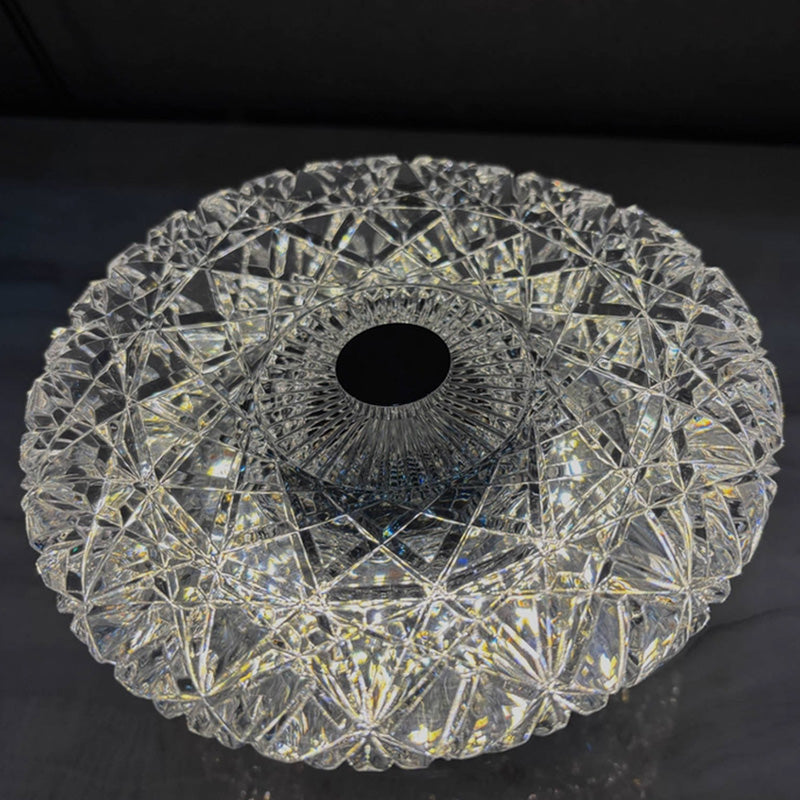 Modern Luxury Round Acrylic Aluminum Alloy Infinitely Dimmable LED Table Lamp For Bedroom