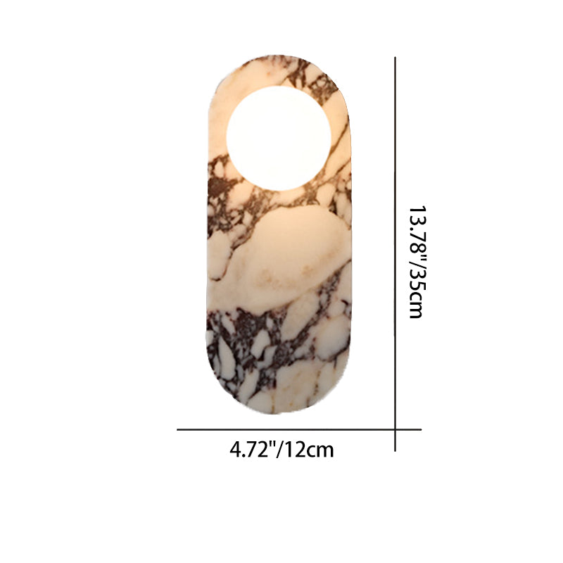 Traditional French Oval Glass Marble 1/2-Light Wall Sconce Lamp For Entryway