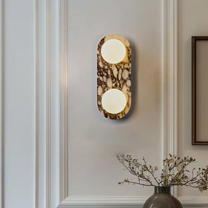 Traditional French Oval Glass Marble 1/2-Light Wall Sconce Lamp For Entryway