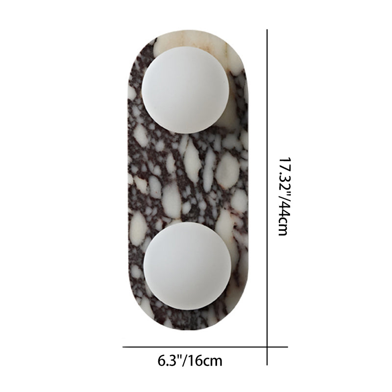 Traditional French Oval Glass Marble 1/2-Light Wall Sconce Lamp For Entryway