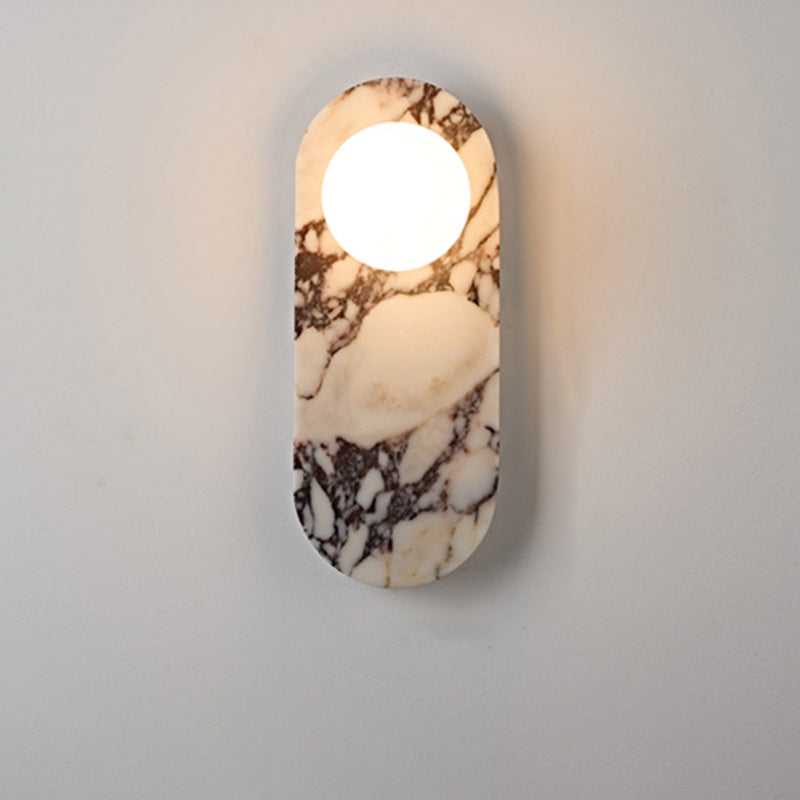 Traditional French Oval Glass Marble 1/2-Light Wall Sconce Lamp For Entryway