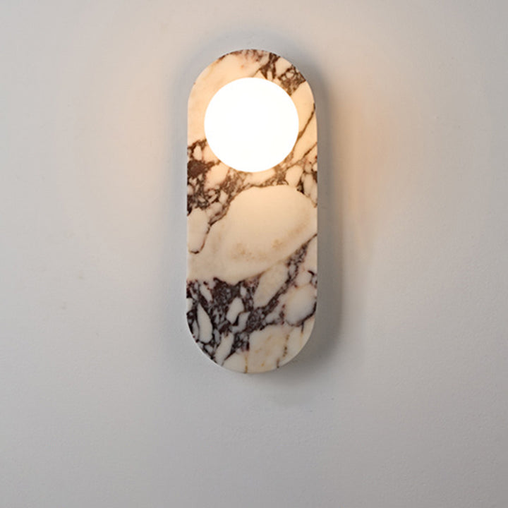 Traditional French Oval Glass Marble 1/2-Light Wall Sconce Lamp For Entryway