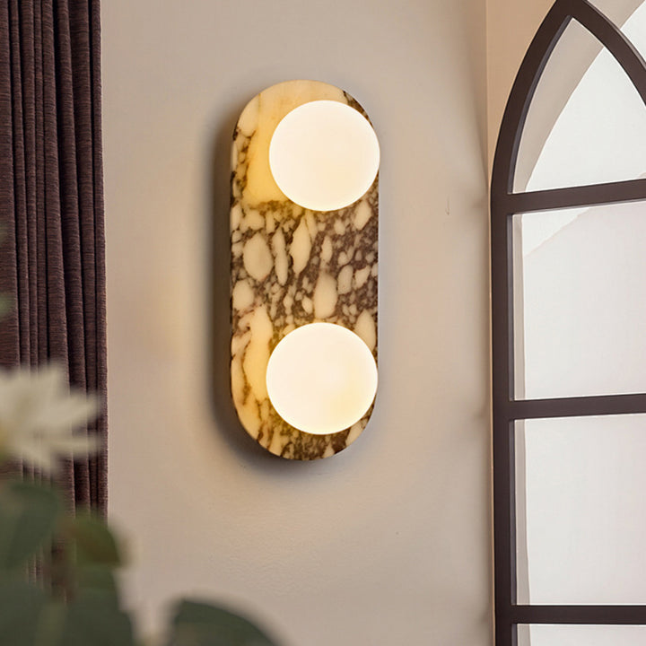 Traditional French Oval Glass Marble 1/2-Light Wall Sconce Lamp For Entryway