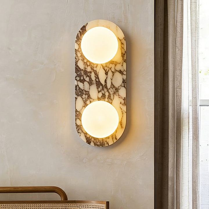 Traditional French Oval Glass Marble 1/2-Light Wall Sconce Lamp For Entryway
