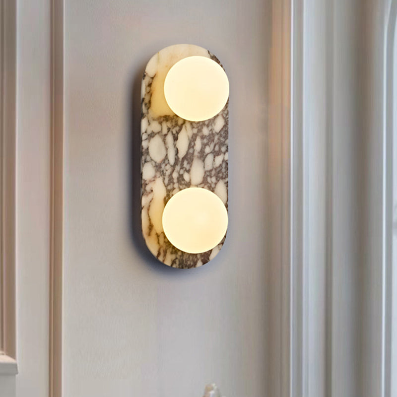Traditional French Oval Glass Marble 1/2-Light Wall Sconce Lamp For Entryway