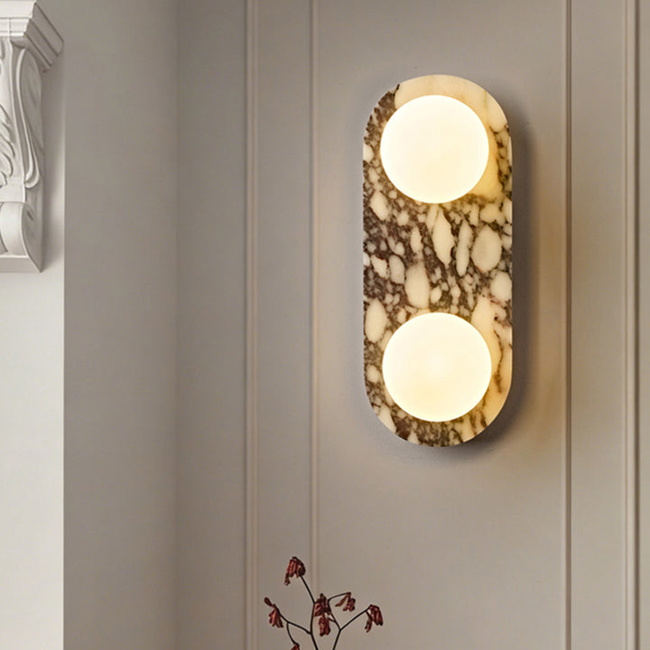 Traditional French Oval Glass Marble 1/2-Light Wall Sconce Lamp For Entryway