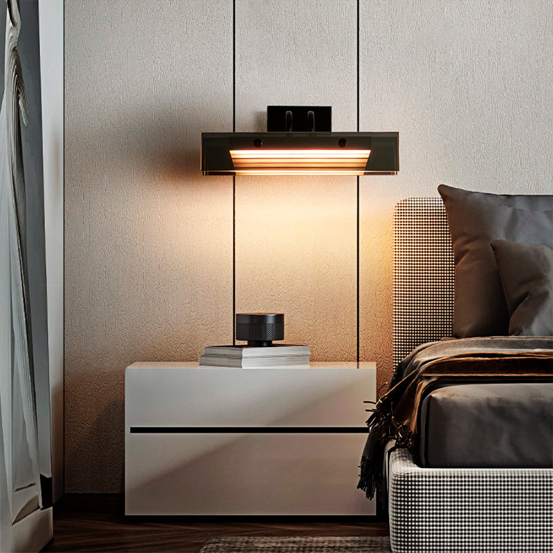 Modern Minimalist Rectangular Acrylic Aluminum Iron LED Wall Sconce Lamp for Bedroom