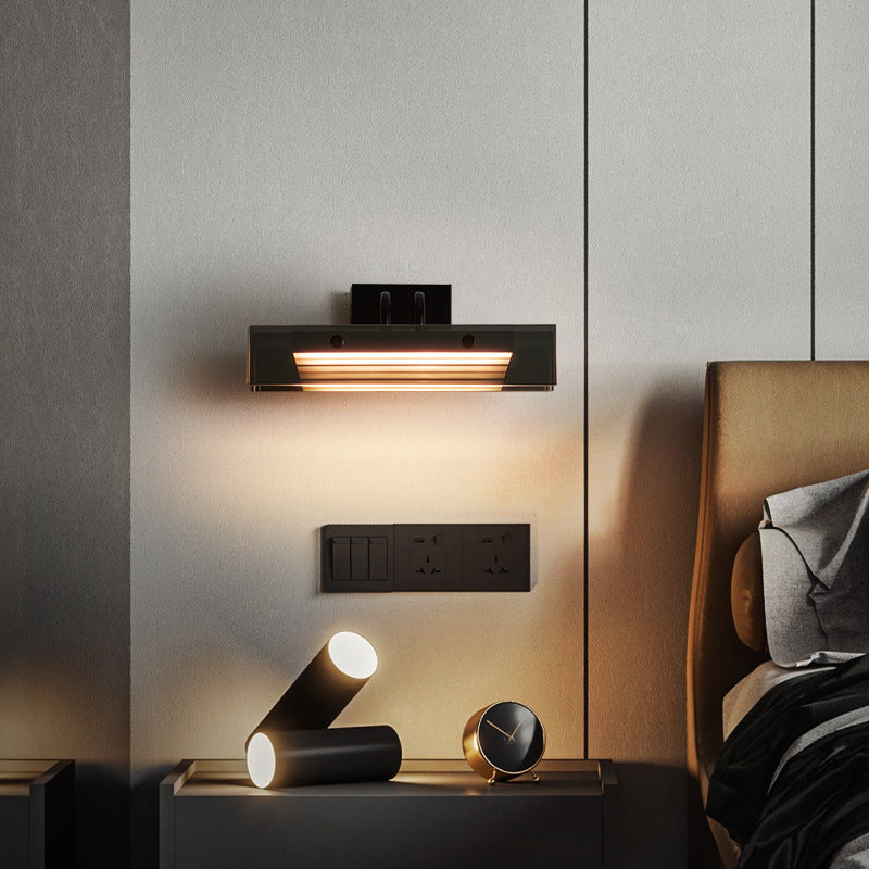 Modern Minimalist Rectangular Acrylic Aluminum Iron LED Wall Sconce Lamp for Bedroom
