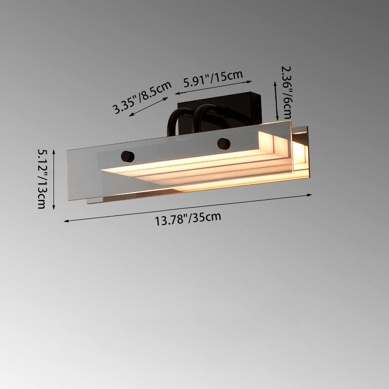 Modern Minimalist Rectangular Acrylic Aluminum Iron LED Wall Sconce Lamp for Bedroom