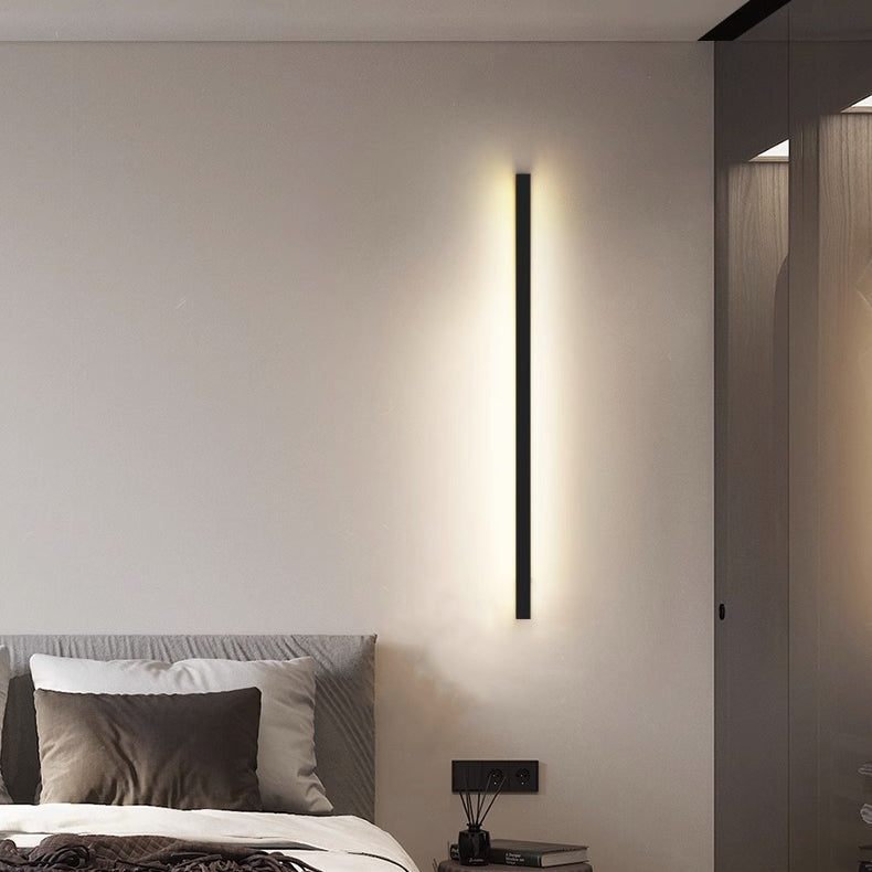 Modern Minimalist Rectangular Aluminum PVC LED Wall Sconce Lamp For Bedroom