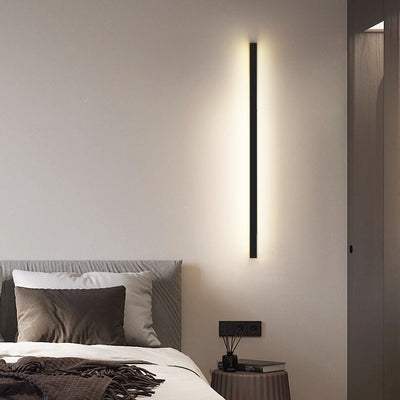Modern Minimalist Rectangular Aluminum PVC LED Wall Sconce Lamp For Bedroom