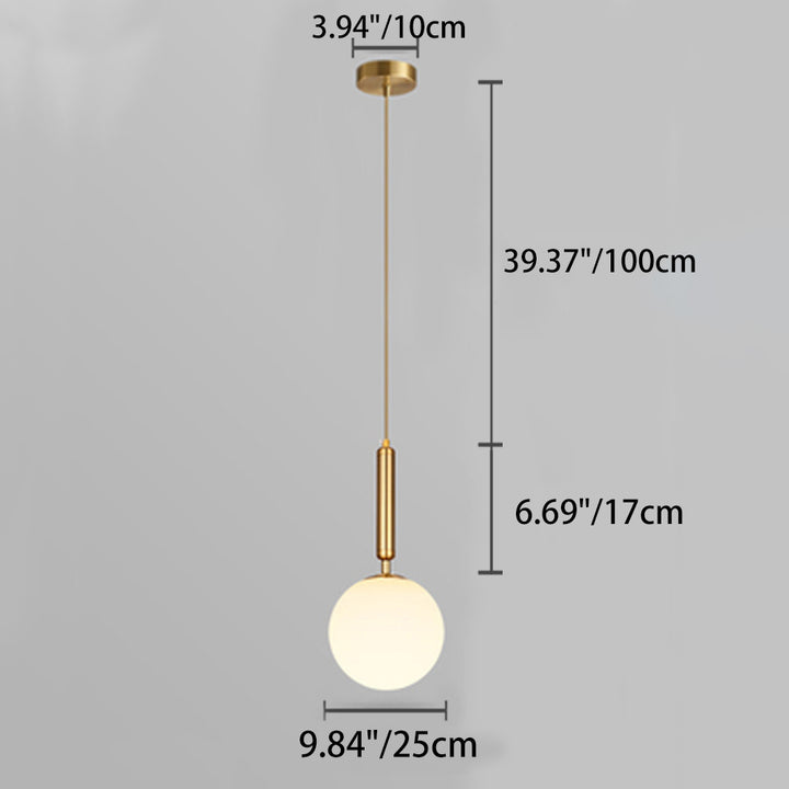 Traditional Vintage Round Ball Iron Glass 1-Light Pendant Light For Bedroom