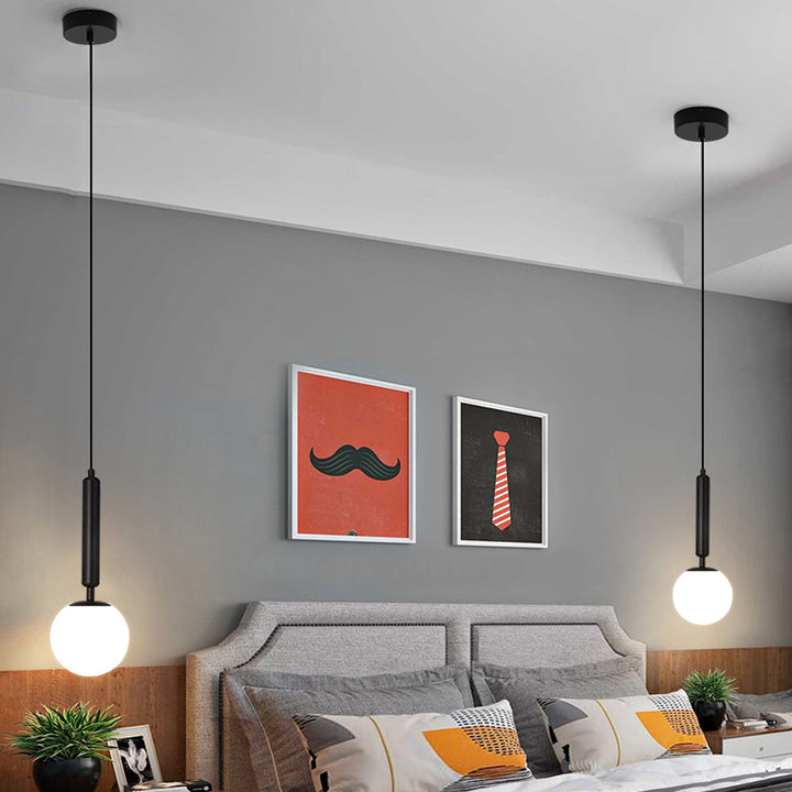 Traditional Vintage Round Ball Iron Glass 1-Light Pendant Light For Bedroom