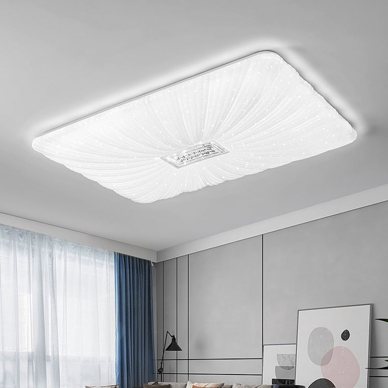 Modern Minimalist Rectangle Iron PVC LED Flush Mount Ceiling Light For Living Room