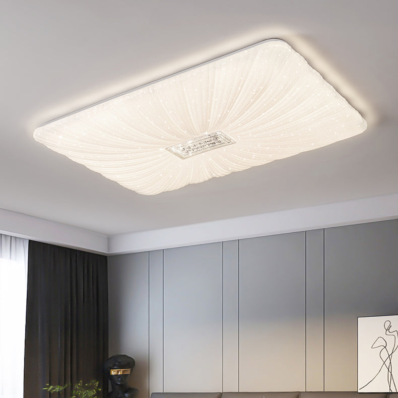 Modern Minimalist Rectangle Iron PVC LED Flush Mount Ceiling Light For Living Room